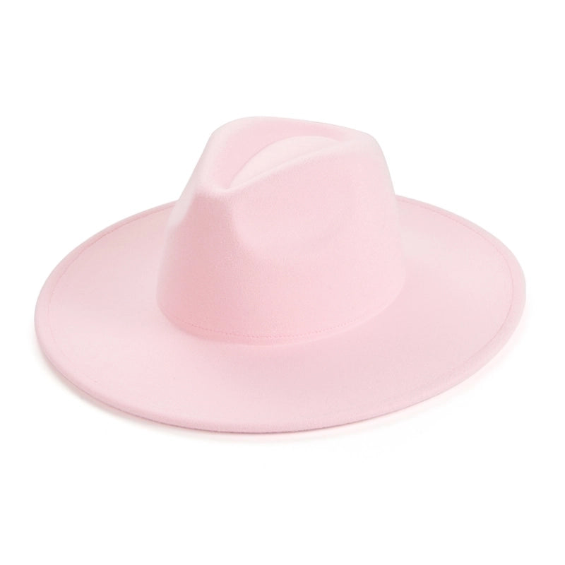 Unisex Elegant Solid Color Big Eaves Fedora Hat
