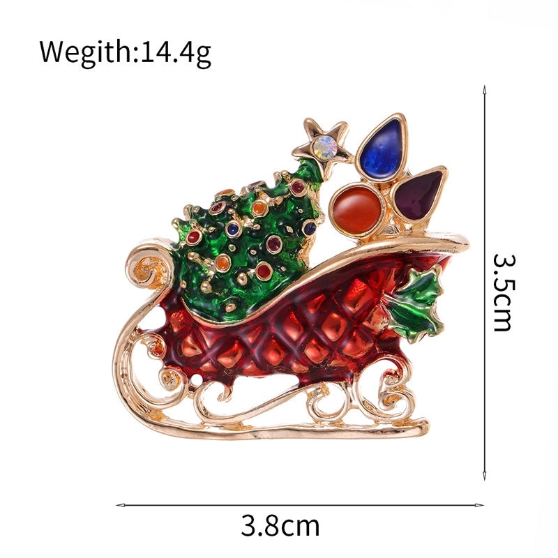 Cute Pin Gift Box Snowman Elk Zinc Alloy Enamel Plating Inlay Rhinestones Unisex Brooches