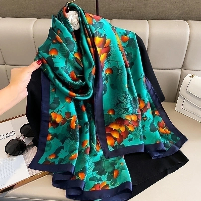 Adults Ig Style Mango Satin Printing Silk Scarf Shawl