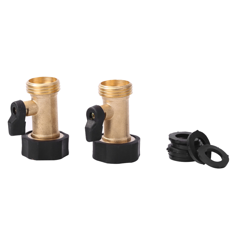 

2pcs Brass Garden Hose Shut off Valve 3/4 inch Hose Connector w/ 8 Washers, 501 Original