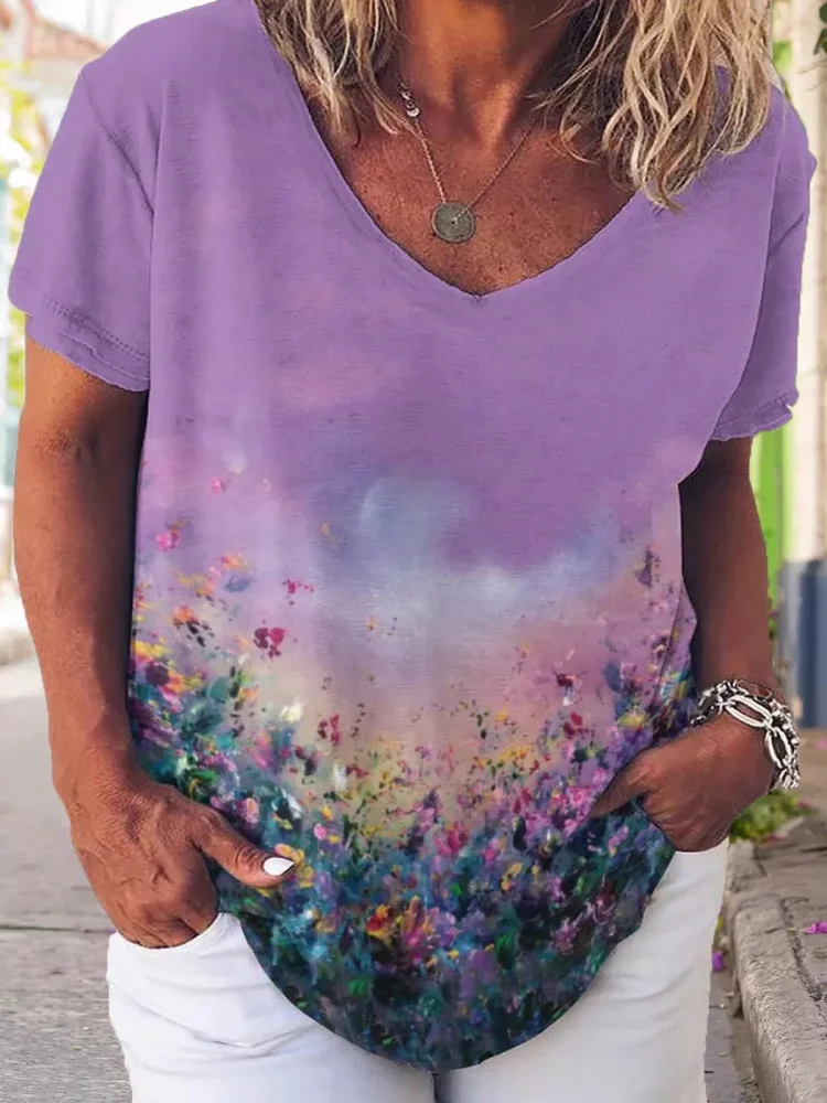 Abstract Floral Painting T Shirt