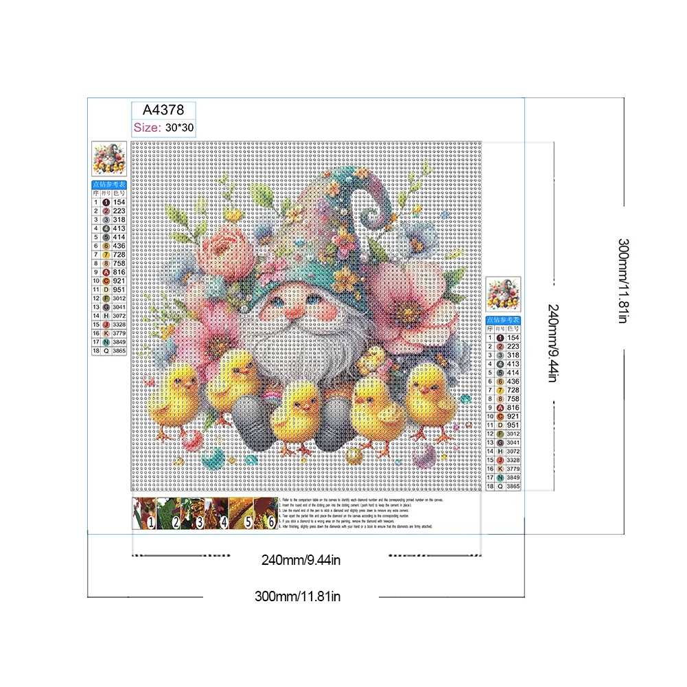 Full Round Diamond Painting 30*30cm - Beautiful Goblin And Chicken