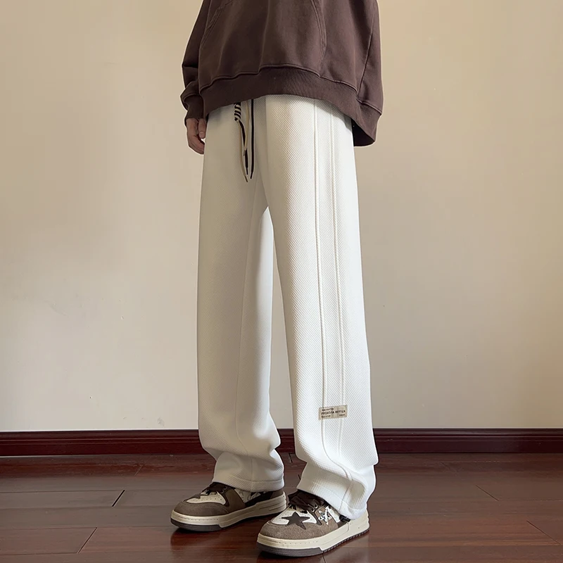 Bonushaf Men Joggers Sweatpants New Hip Hop Baggy Pant Straight Leg Sport Pants Side Label Design Streetwear Male Trousers