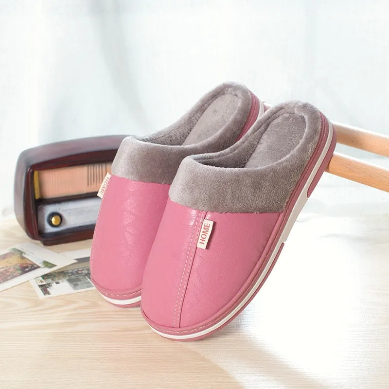 Winter Cotton Slippers Men Home Shoes Simple Platform Winter Warm Non-Slip Women Slippers Lovers Unisex Indoor Bedroom Shoes