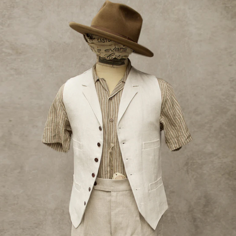 Men's Herringbone Linen Suit Vest