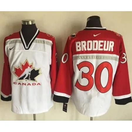 Team CA. #30 Martin Brodeur White/Red  Throwback Stitched NHL Jersey