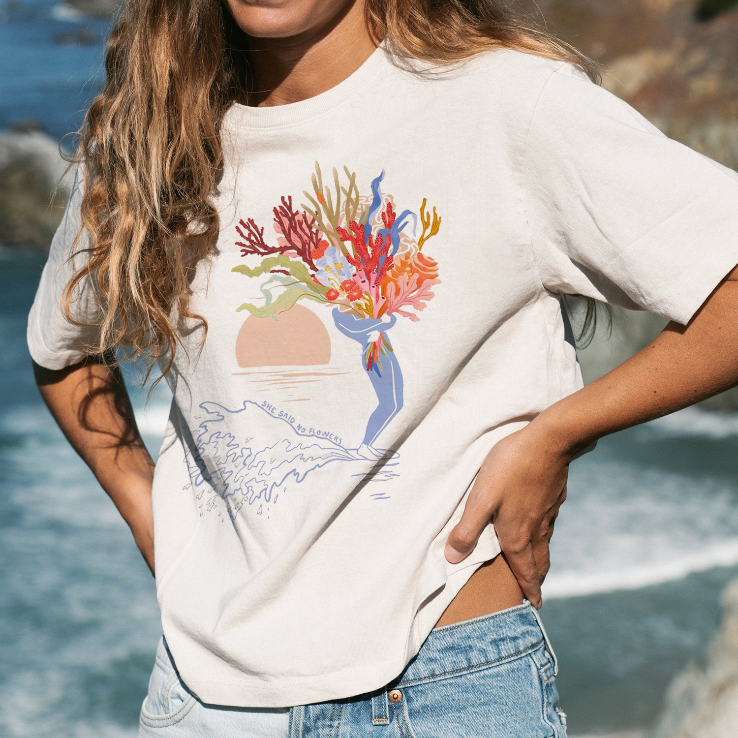 She Said No Flowers Print T-shirt