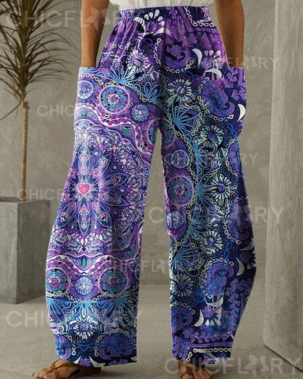 Women's Vintage Mandala Print Loose Pants