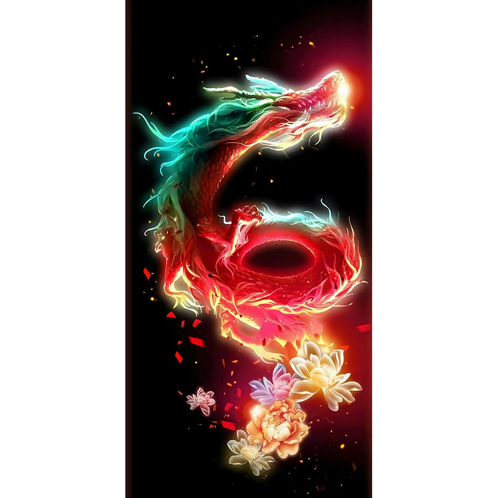 Color Flame Dragon 40*80CM(Canvas) Full Round Drill Diamond Painting gbfke