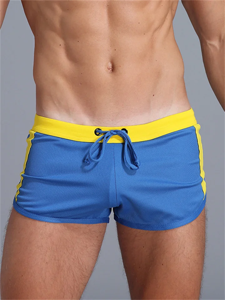 Men's Summer Quick-drying System Color-coded Rope Mesh Shorts Built-in Bag Men's Breathable Slim Home Breathable Aloha Pants Shorts