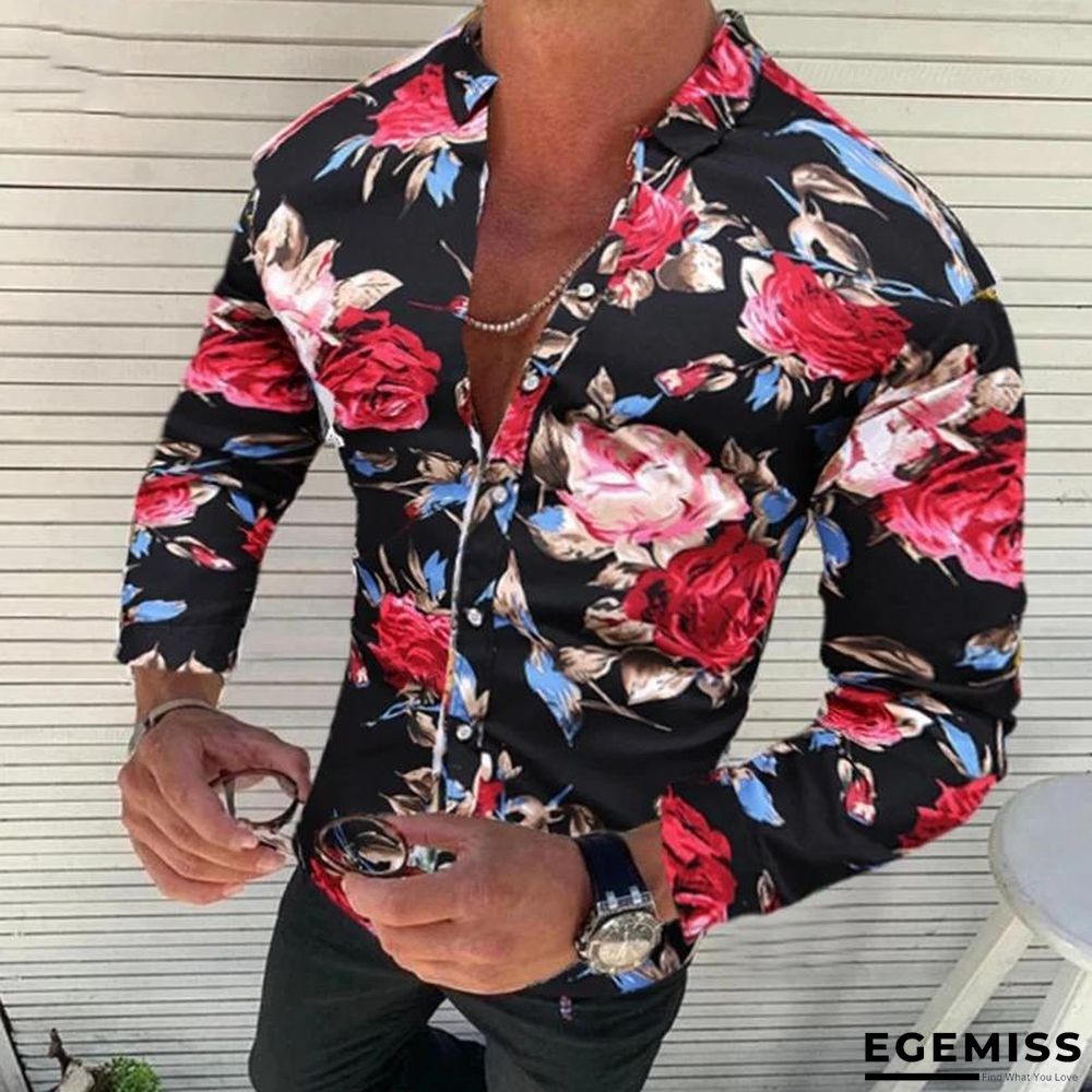 Men's Fashion Casual Plus Size Lapel Print Shirts | EGEMISS