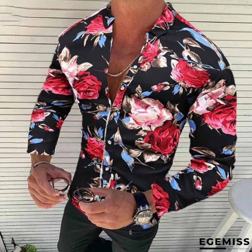 Men's Fashion Casual Plus Size Lapel Print Shirts | EGEMISS