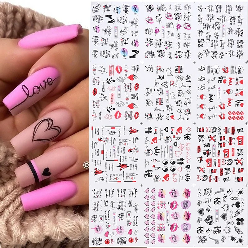 Harunouta 12pcs Black Snake Nail Stickers Wave Line Transfer Sliders Decoration Abstract Image Nail Art Designs Water Decals