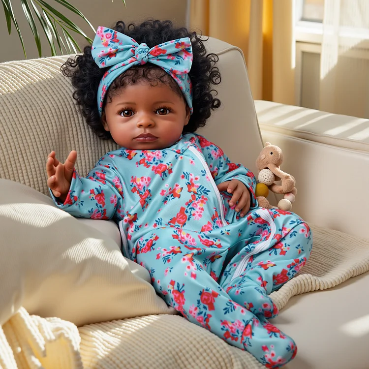 Babeside Quiet Reborn Baby Laney 20'' African American Little Infant Girl Healing of the Heart with Heartbeat Coos and Breath