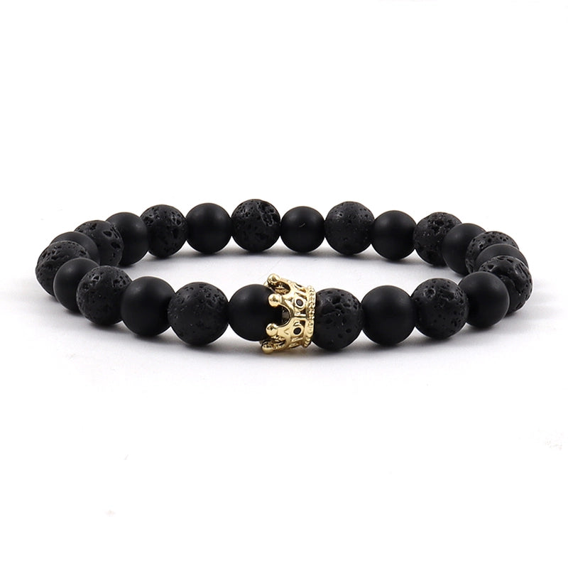 Minimalist Classic Style Commute Crown Rectangle Copper Beaded Men’s Bracelets