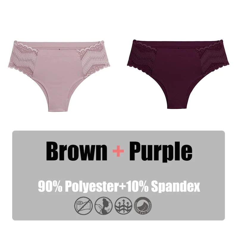 2PCS/Set Women Panties Lace Underwear Briefs Seamless Panties Sexy Lingerie for Female Intimates Underpants Floral Lace Pantys