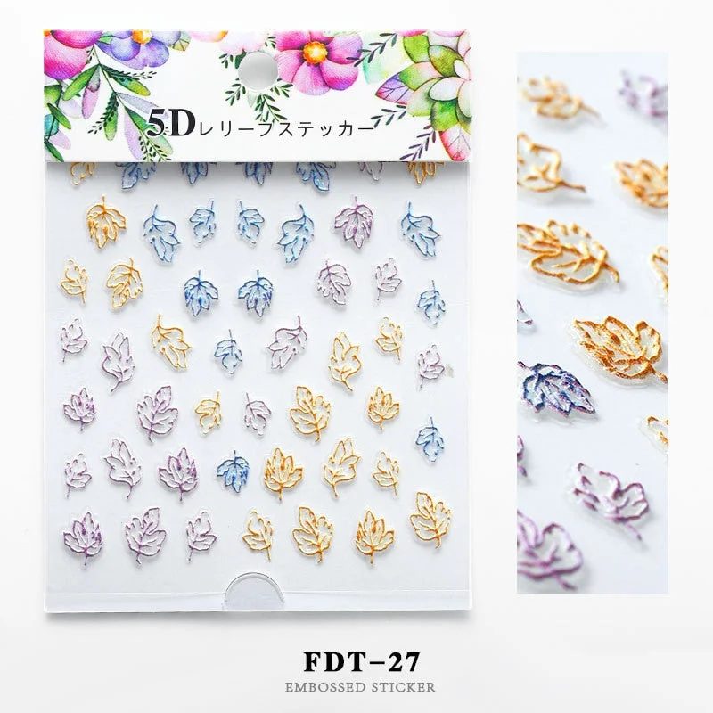 Nail Stickers Embossed 5D Elegant Flower Series Lace Designs Back Glue Nail Decals Tips For Beauty Salons-Nail Inspo