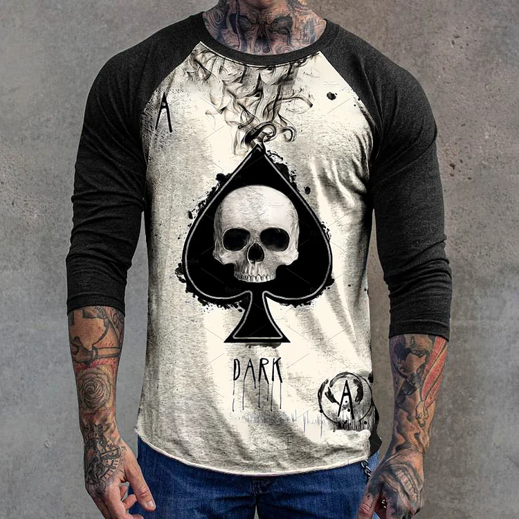 Men'S Outdoor Playing Cards Color Matching Print T-Shirt
