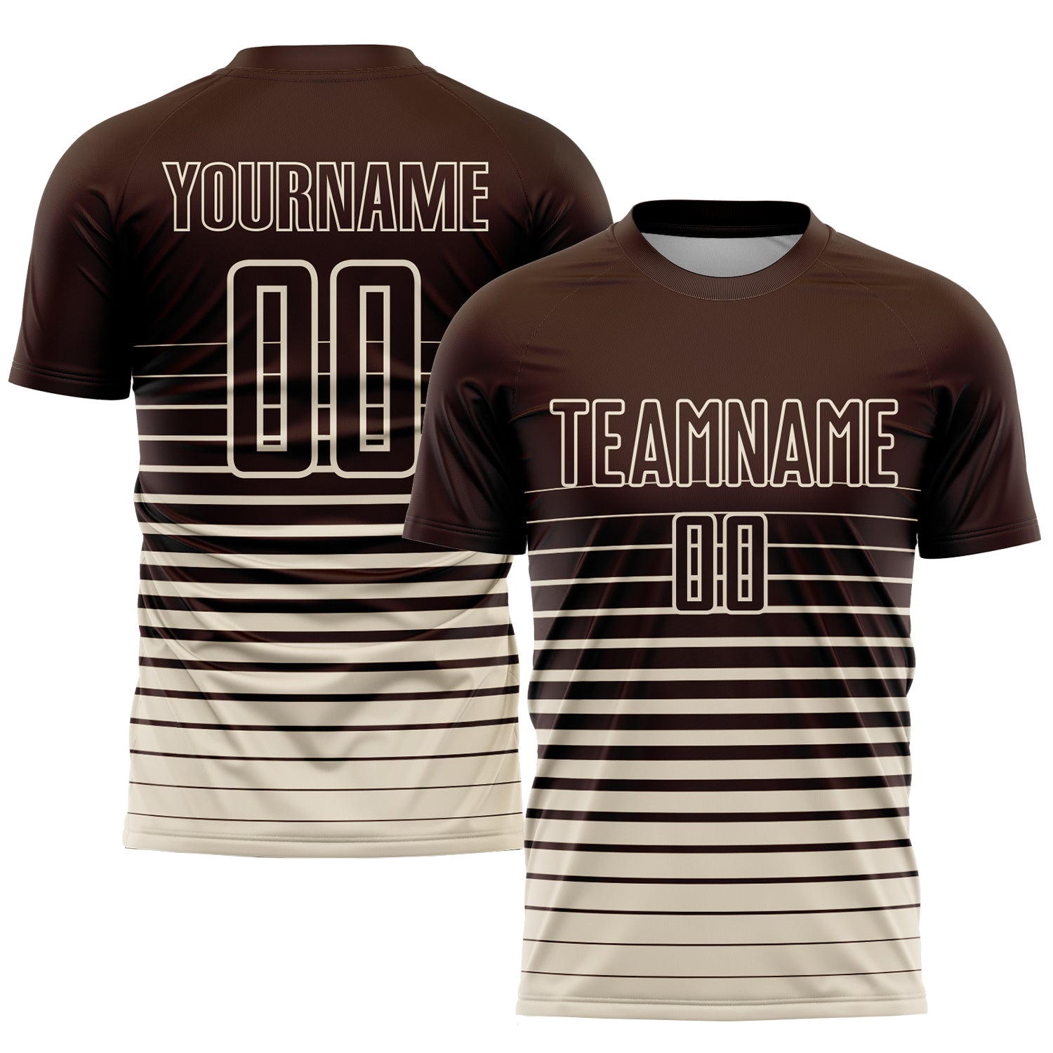 Custom Brown Cream Pinstripe Fade Fashion Sublimation Soccer Uniform Jersey | captainssportss.com