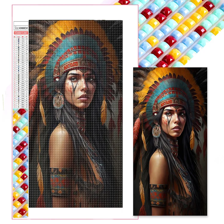 Indian Beauty 40*80CM(Canvas) Full Square Drill Diamond Painting gbfke