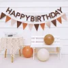 20PCS Retro Brown Beige Orange HAPPY BIRTHDAY Party Wall Hanging Flags
