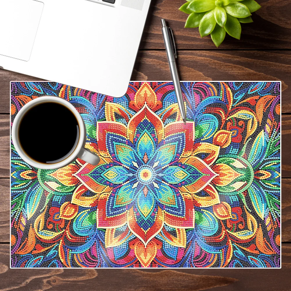 DIY Mandala Pattern Diamond Painting Placemat Diamond Art Crafts for Home Decor(42.5*29.5cm)