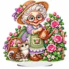 (Grandma)DIY Pearl Diamond Painting Acrylic Stand, Christmas Double-Sided Printed Tabletop Decoration, Special Shaped Diamond Art Craft Kit for Home Decor