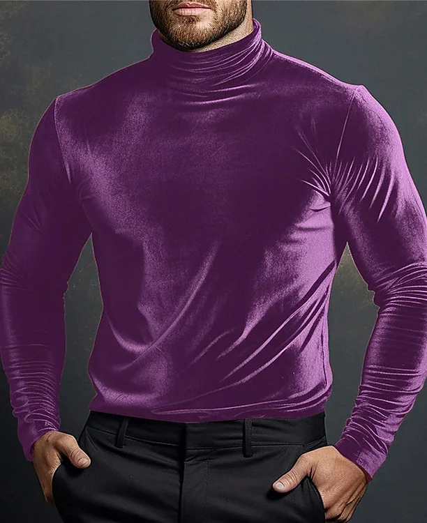 Daily Velvet High Collar Solid Long Sleeve Shirt 