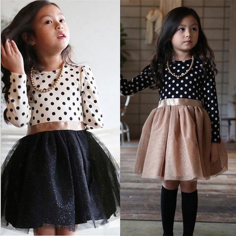 Winter Baby Dress For Girl Long Sleeve Princess Girls Dresses Polka Dot Little Baby Birthday Party Dress Casual Kids Clothes