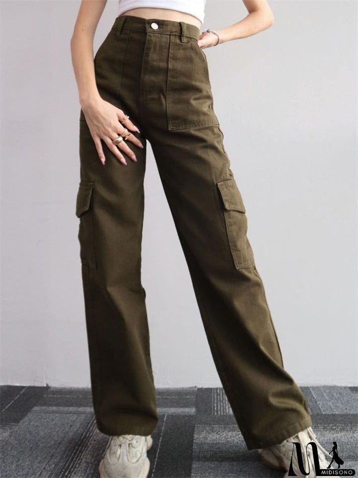 MidiSono - Ladies Temperament Leisure Multi-pocket Trousers