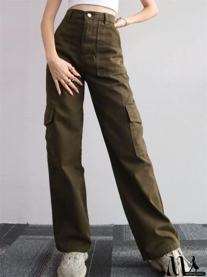 MidiSono - Ladies Temperament Leisure Multi-pocket Trousers