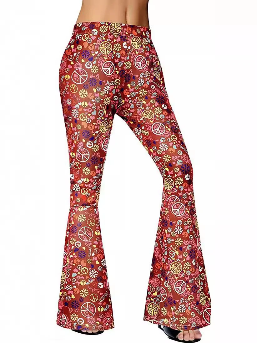 Athvotar Athvotar Halloween Print Flares 70S Hippie Retro Print Headband Bohemian