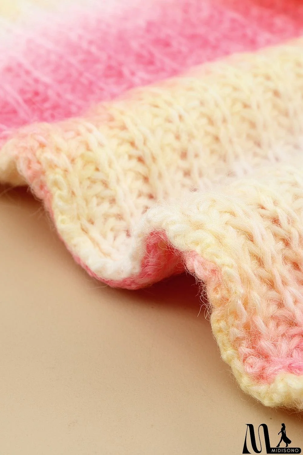 MidiSono - Cowl Neck Ombre Knit Sweater