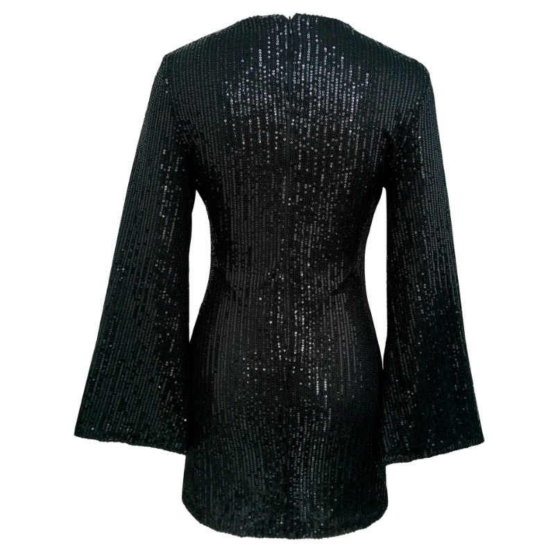 Ootddress Sequin Fashion Autumn Mini Dress Female Glitter See-Through Long Sleeve Elegant Club Party Dress Sparkle Ladies Dress 2025