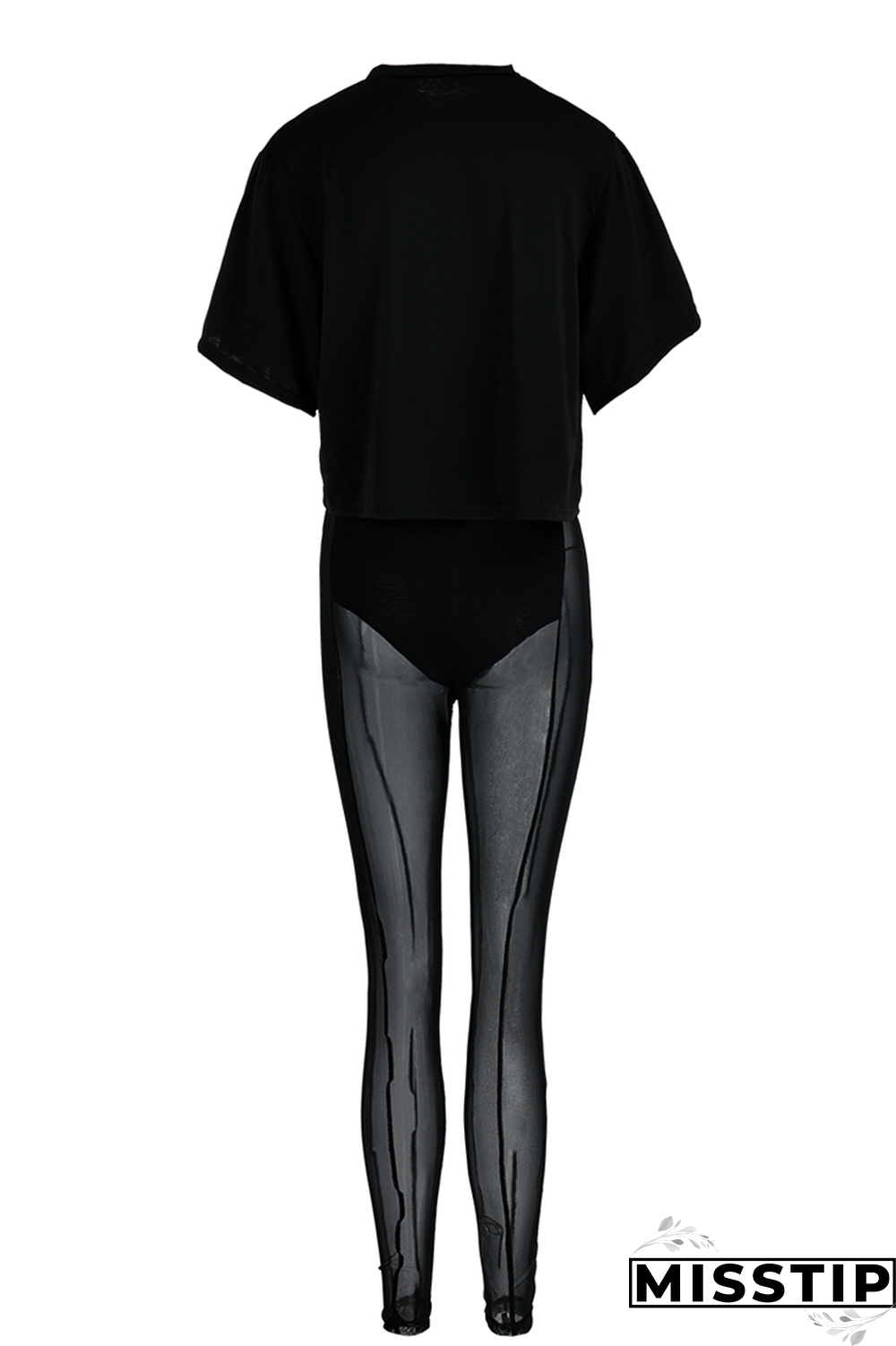 Fuchsia Fashion Print Mesh One Shoulder Short Sleeve Two Pieces