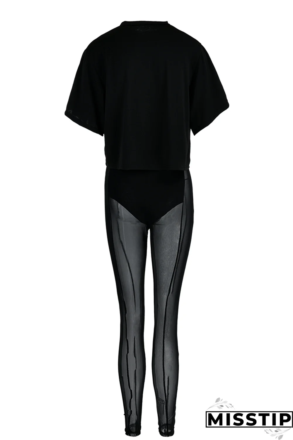 Fuchsia Fashion Print Mesh One Shoulder Short Sleeve Two Pieces