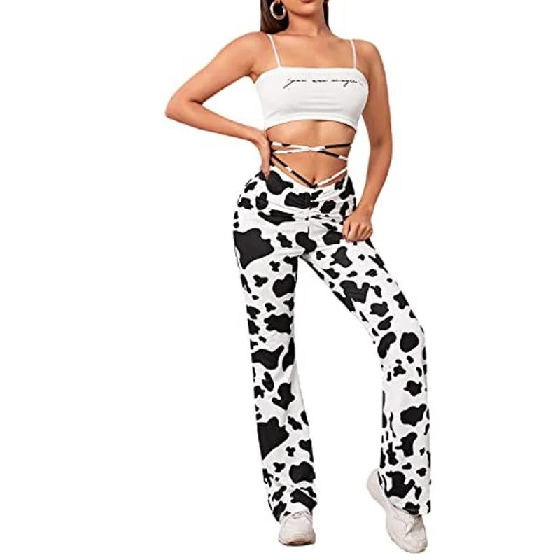 Sexy High Waist Printed Strappy Pants