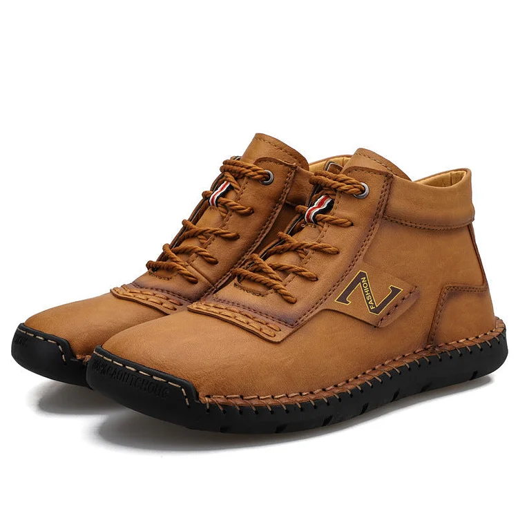 Men Hand Stitching Leisure Boots Leather Lace Up Shoes