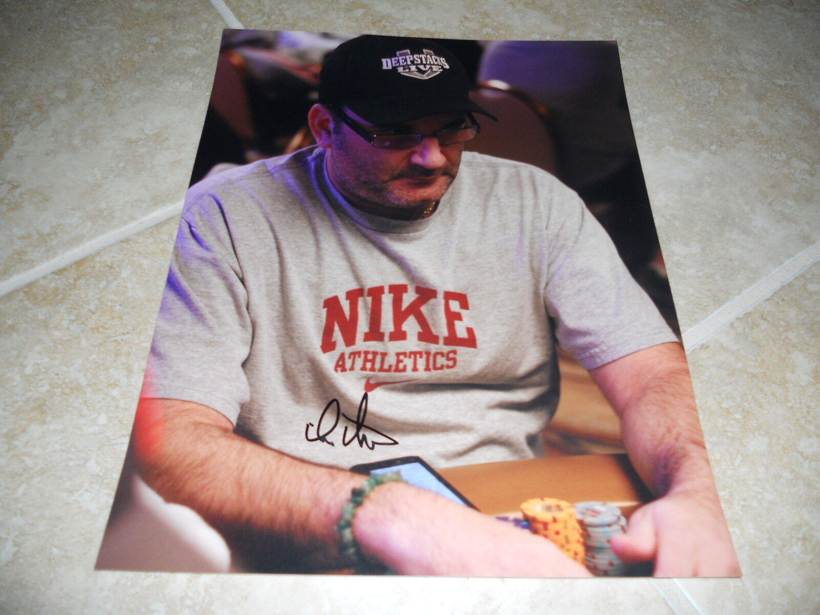 Mike Matusow Mouth World Series Poker Autographed 11x14 Photo Poster painting PSA Guaranteed F4