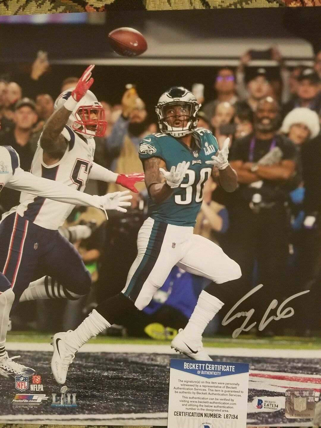 Corey Clement Autograph Signed Philadelphia Eagles 11x14 Photo Poster painting Beckett Witns COA