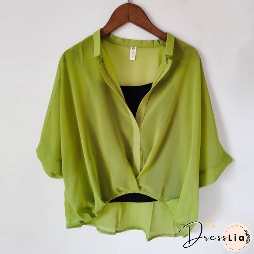 Ladies Two Piece Set Leopard Chiffon Shirts Summer Half Sleeve Loose V-Neck Women Casual Blouse Sexy Plus Size Striped Tops