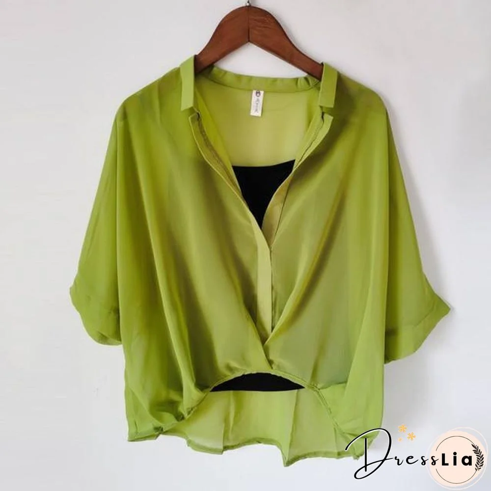 Ladies Two Piece Set Leopard Chiffon Shirts Summer Half Sleeve Loose V-Neck Women Casual Blouse Sexy Plus Size Striped Tops