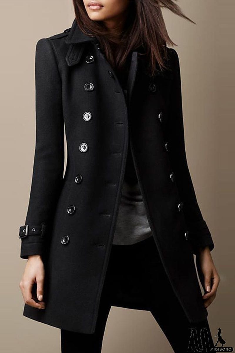 MidiSono - Casual Solid Buttons Mandarin Collar Outerwear