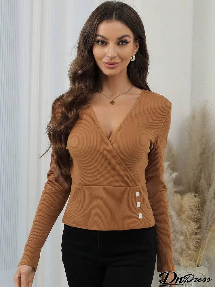Women's V-neck Striped T-shirt