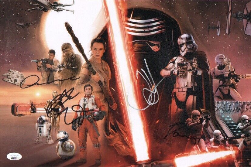 STAR WARS FORCE AWAKENS Cast x4 Hand-Signed DAISY RIDLEY