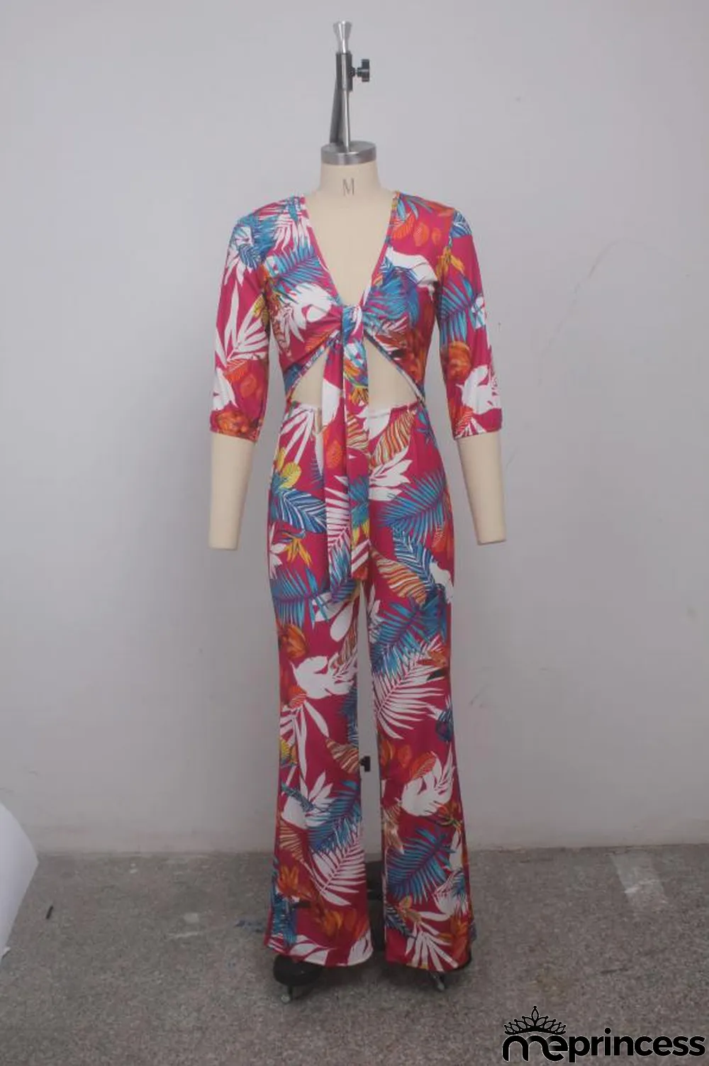 Coffee Sexy Fashion Asymmetrical Hollow bandage Polyester Sleeveless Slip Jumpsuits