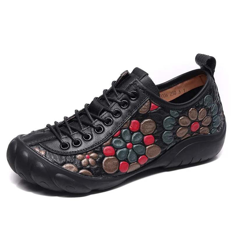 Yyvonne Style Retro Hand Leather Single Shoes Autumn Head Cowhise With Flat Base Soft-Soled Women's Shoes Low Heel