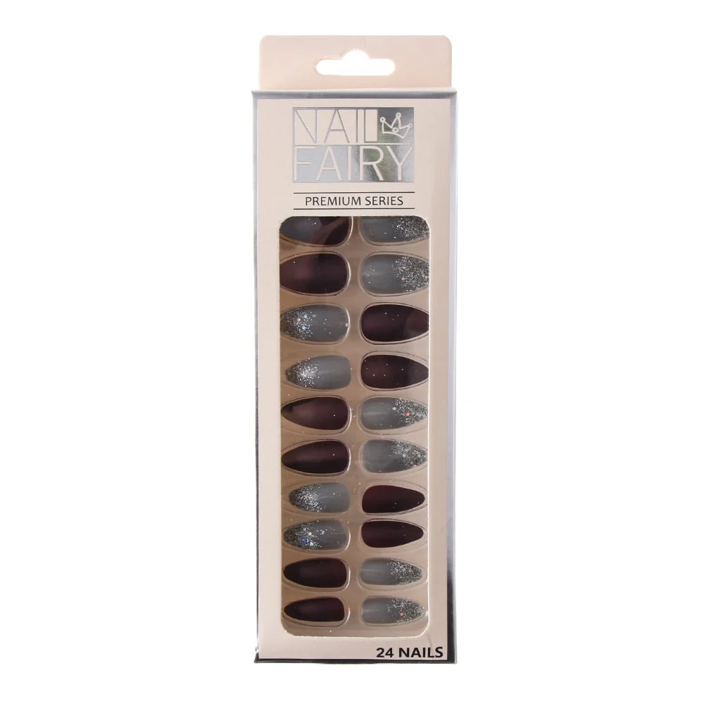 24/Pcs Reusable False Nail Tips Set Full Cover Shiny Matte Nail Tips With Designs Press On Nails Art Extension Fingernail Tips