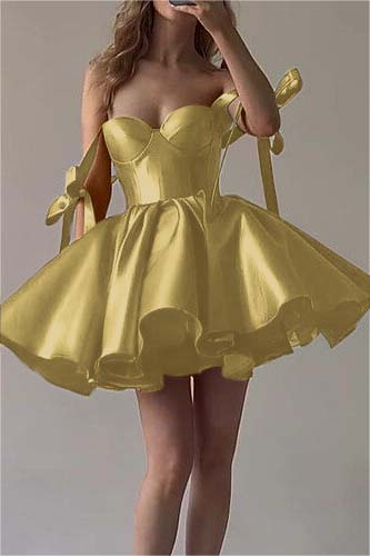 Hidais Fuchsia Satin Sweetheart Sleeveless  Short Homecoming Dress With Ruffles