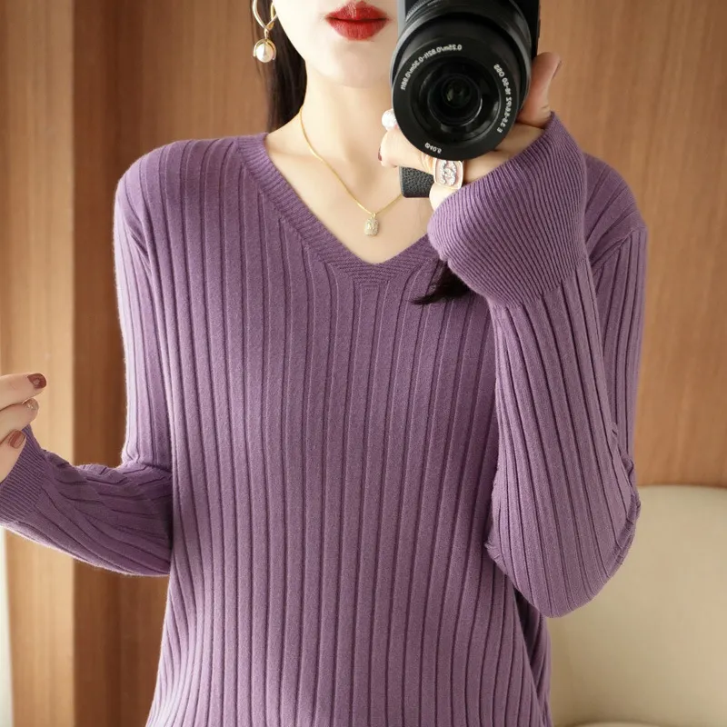 Churchf Churchf Sweater Female 2023 Spring And Autumn Knit Bottom Shirt Fashion Slim Long Sleeve Skin-Friendly Soft Bottom Top